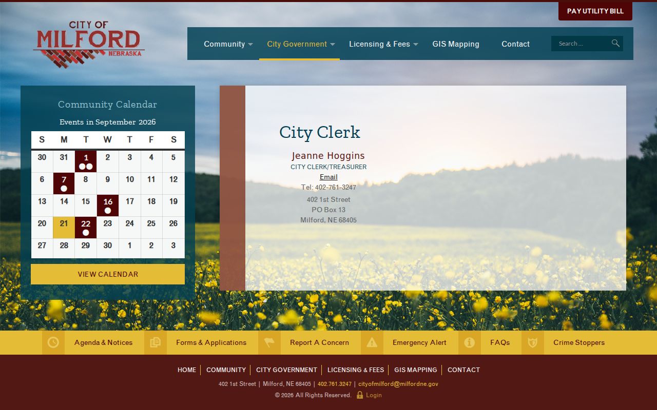 Milford Municipal Clerk contact route for local citation questions