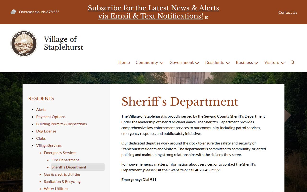 Official sheriff-service page for Staplehurst village coverage